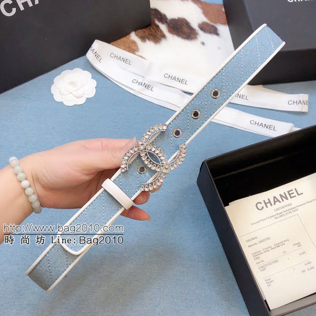 Chanel女士皮帶 香奈兒雙面牛皮銅鑽五金扣腰帶  jjp1959